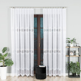 Firanka VIOLETTA 200x250 cm – biały żakard, prosty dół, zawieszanie na