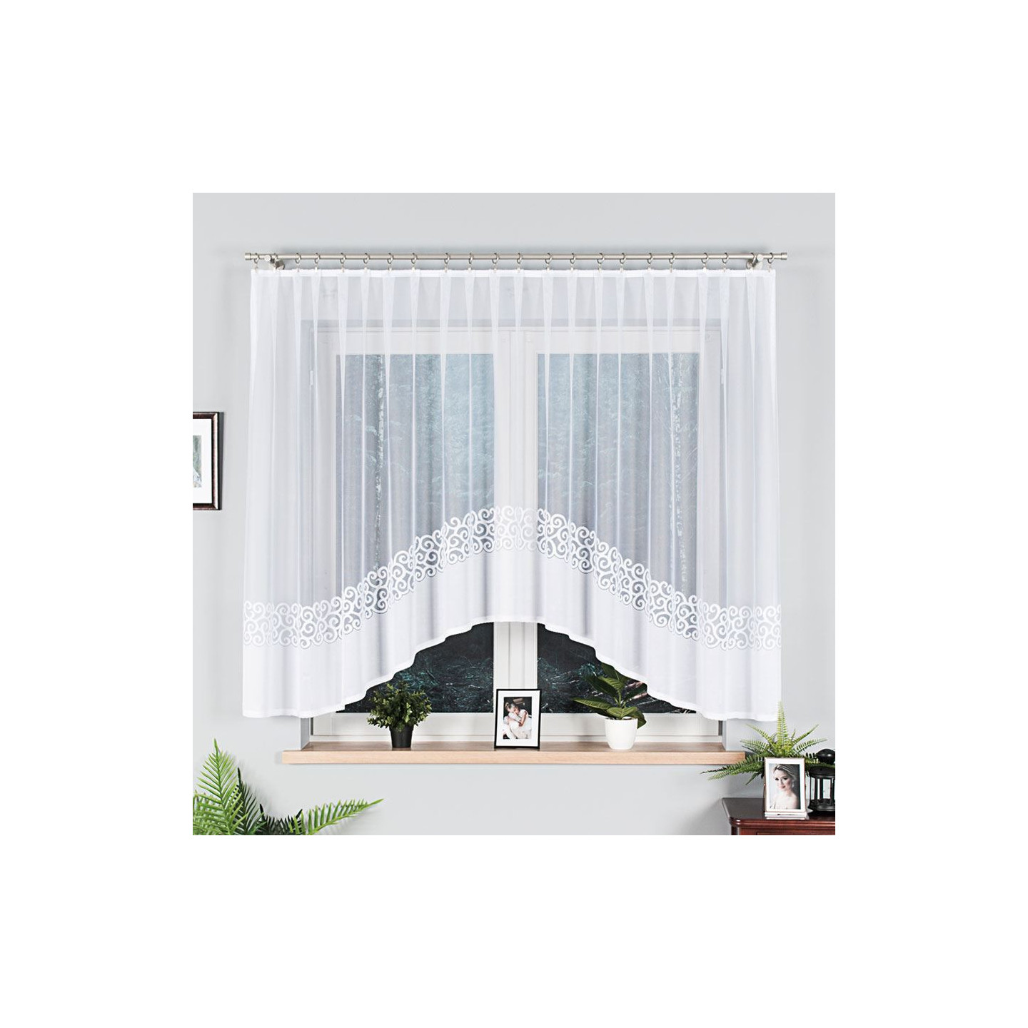 Firanka żakardowa gotowa DANIELA biała 350x155