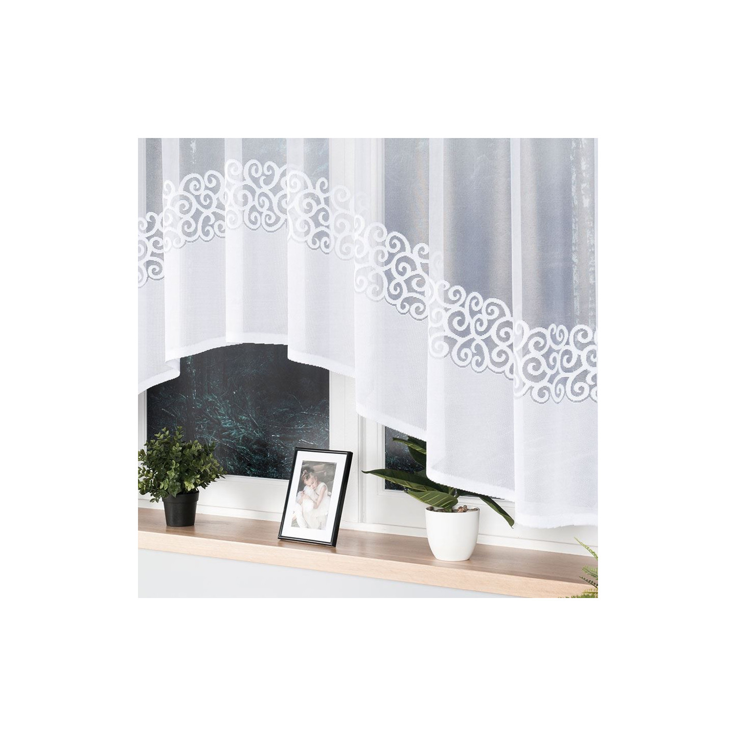 Firanka żakardowa gotowa DANIELA biała 350x155