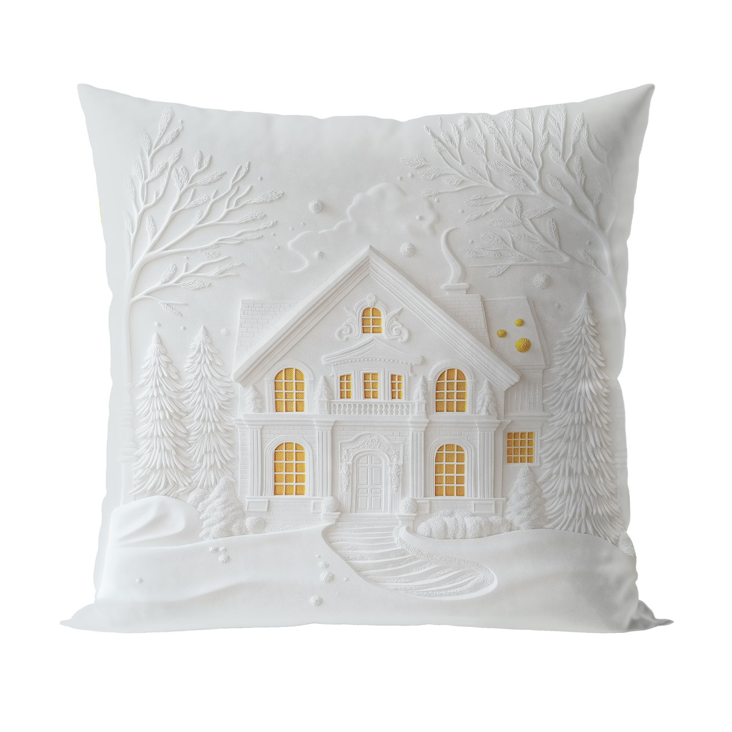 DOMEK Z EFEKTEM 3D · poszewka dekoracyjna · 40x40 · szaro biały · welwet