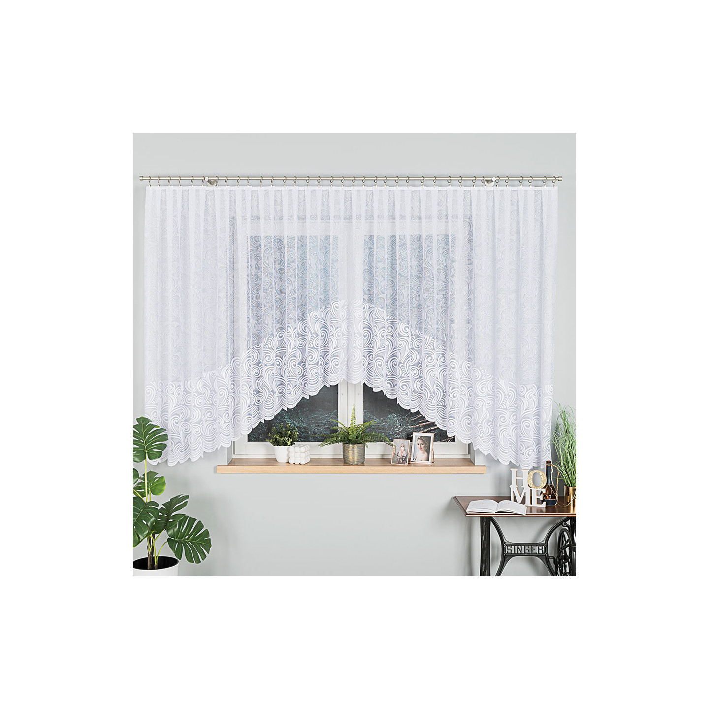 Firanka gotowa żakardowa KINGA biała 500x160