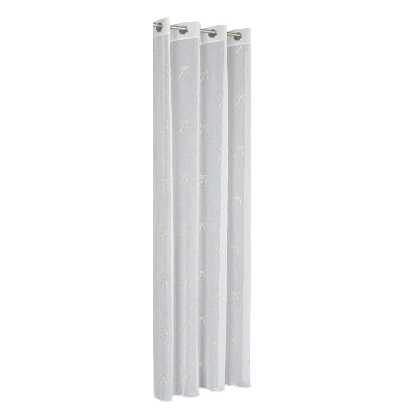 KOKARDKA Firana gotowa na etaminie, haftowana, na srebrnych przelotkach, z ołowianką, szerokość 140 x wysokość 250cm, kolor 002 