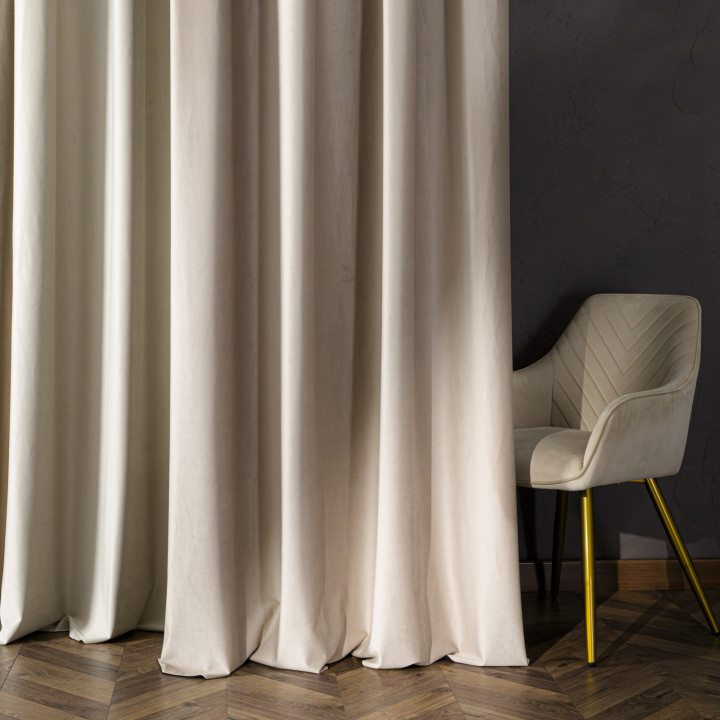 BLACKOUT VELVET Zasłona gotowa na taśmie, szerokość 140cm x wysokość 240cm, kolor 015 ciemny kremowy BLAVEL/ZGT/015/140240/1
