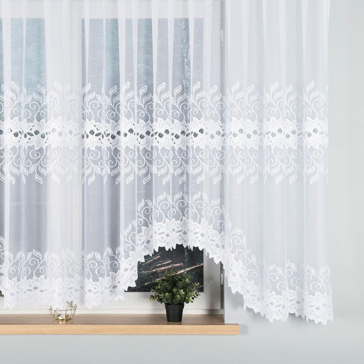 Firanka gotowa żakardowa BASTIA 500x160 biała