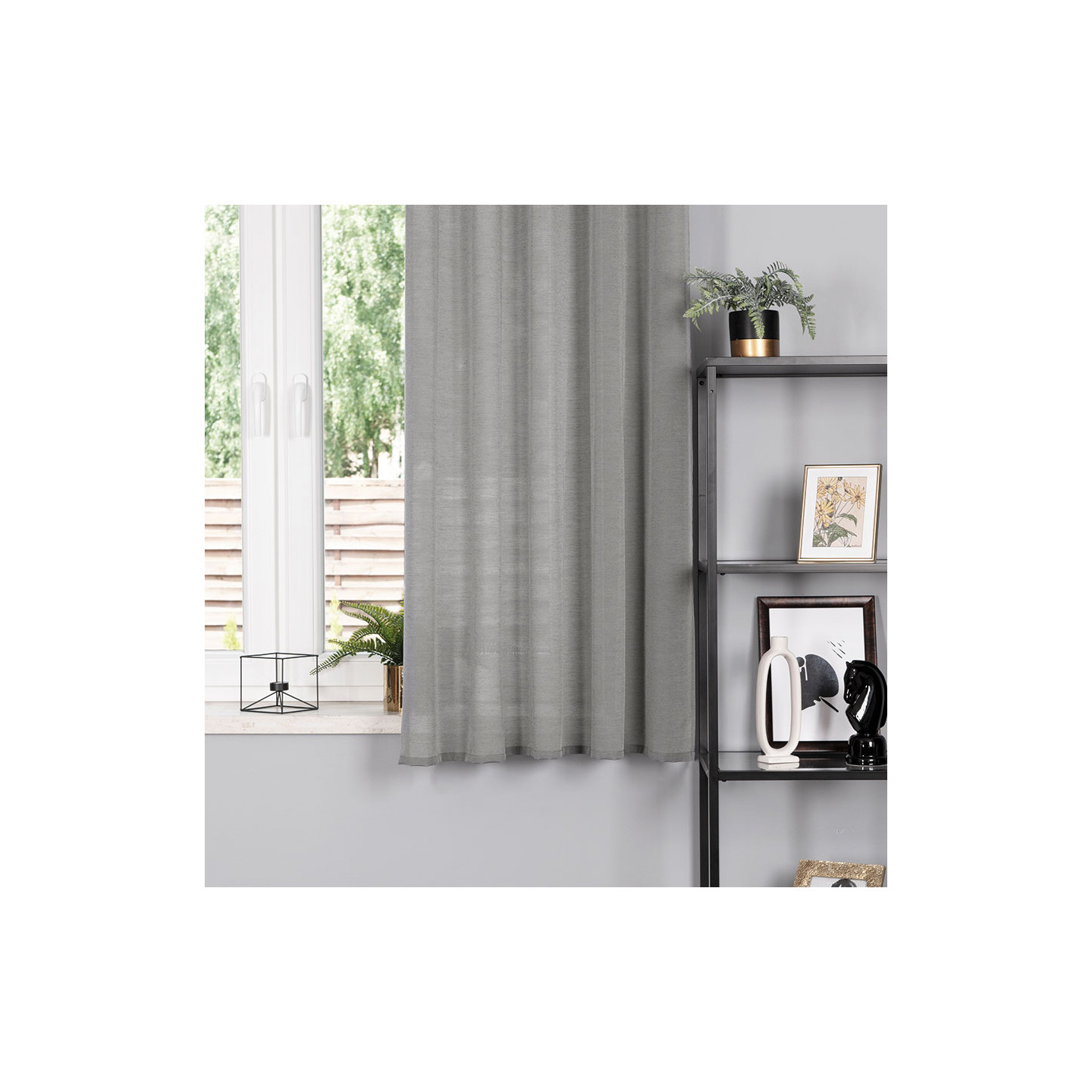 BASIC Zasłona gotowa na przelotkach, szerokość 145 x wysokość 170cm, kolor 002 szary