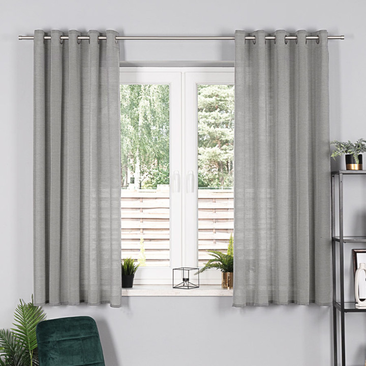 BASIC Zasłona gotowa na przelotkach, szerokość 145 x wysokość 170cm, kolor 002 szary