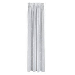 KOKARDKA Firana gotowa na etaminie, haftowana, na taśmie, z ołowianką, szerokość 140 x wysokość 250cm, kolor 001 biały ze srebrn