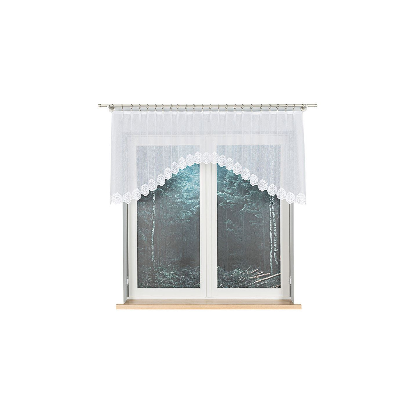 ŻAKLINA Firanka żakardowa gotowa, szerokość 250 x wysokość 80cm, kolor 001 biały