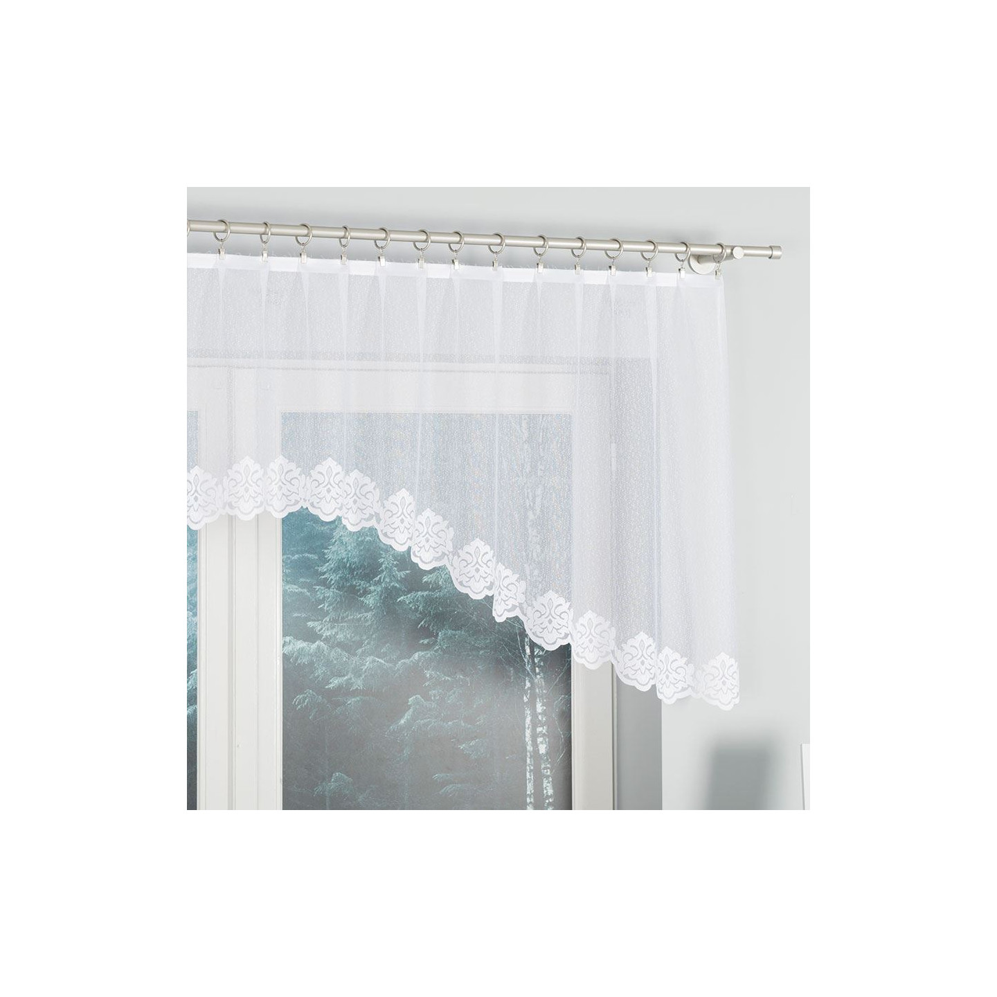 ŻAKLINA Firanka żakardowa gotowa, szerokość 250 x wysokość 80cm, kolor 001 biały