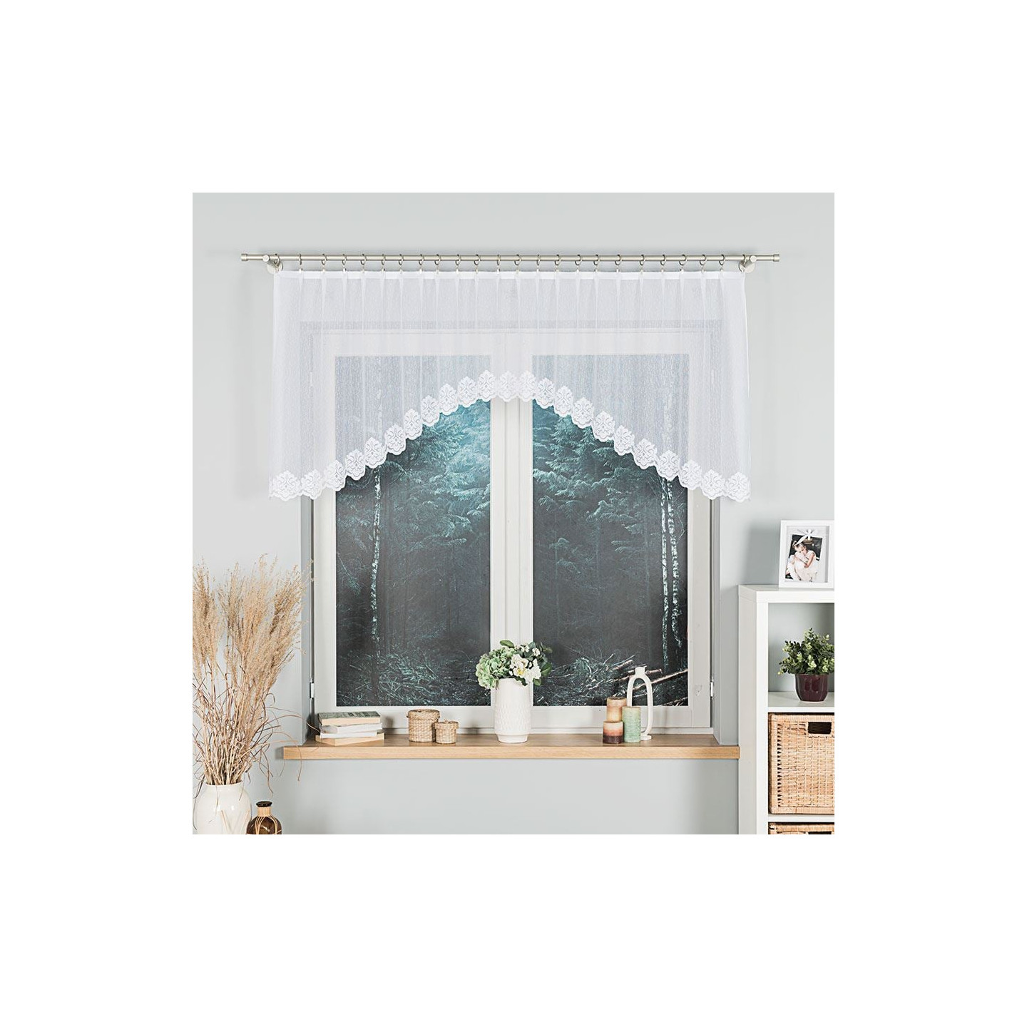 ŻAKLINA Firanka żakardowa gotowa, szerokość 250 x wysokość 80cm, kolor 001 biały