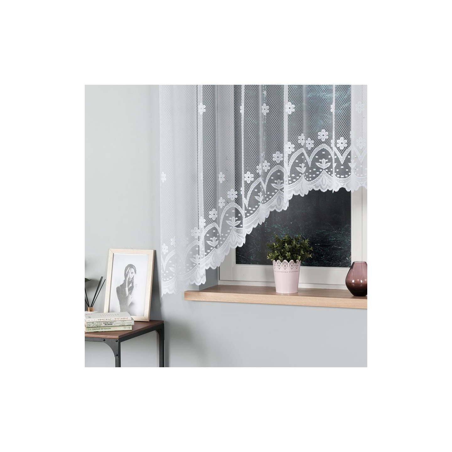 Firanka żakardowa gotowa FLORENTYNA 330x160 biała