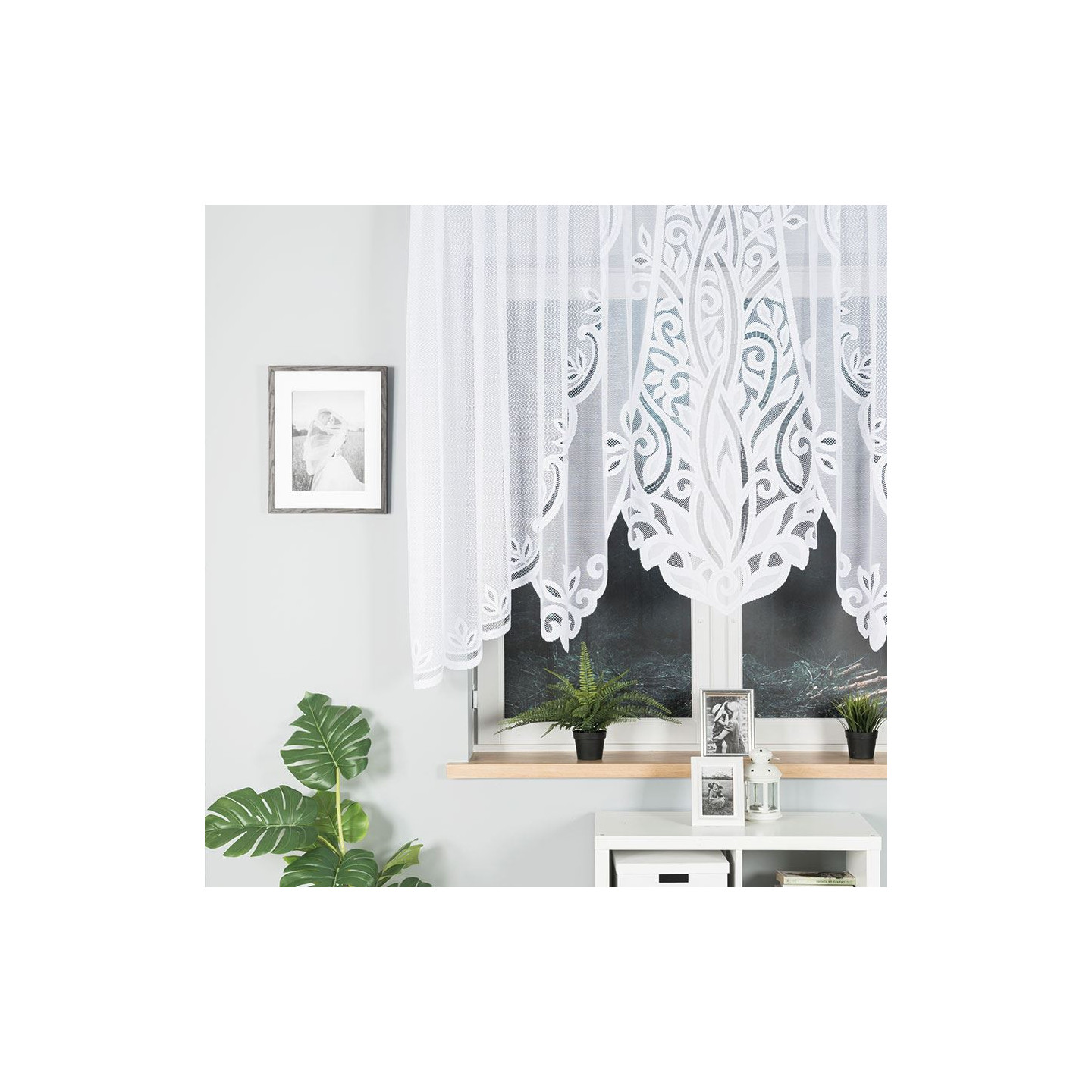 Firanka gotowa żakardowa POLA biała 300x140