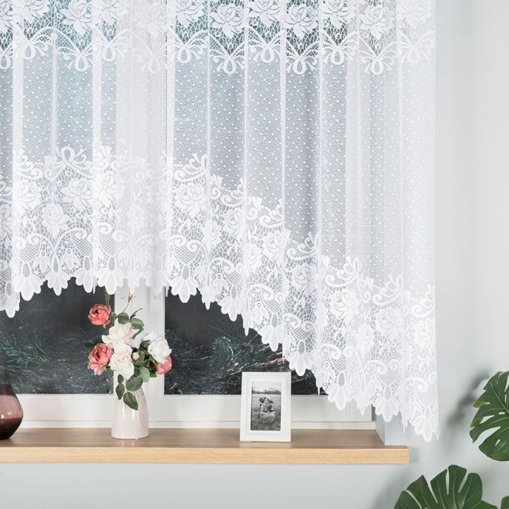 Firanka żakardowa gotowa DEMETRIA 300x160 biała