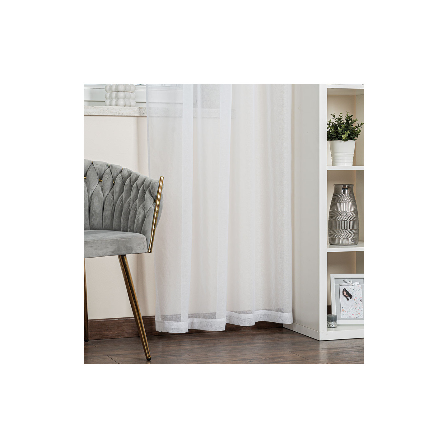 ETAMINA · firanka gotowa na taśmie · 140x230 · biały · etamina