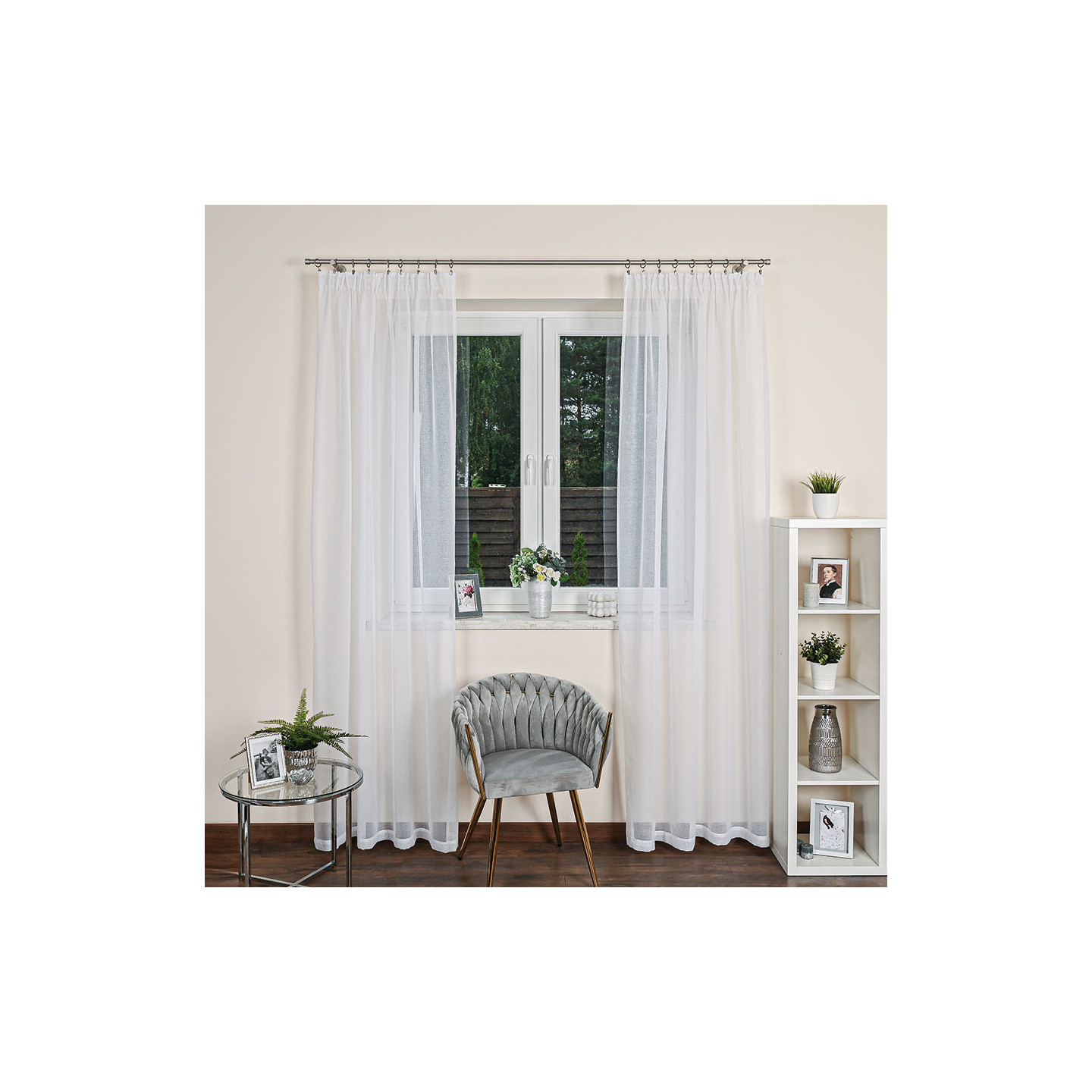 ETAMINA · firanka gotowa na taśmie · 140x230 · biały · etamina