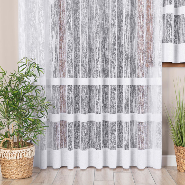 WIKTORIA Firanka żakardowa gotowa na prosto, szerokość 300 x wysokość 250cm, kolor 001 biały