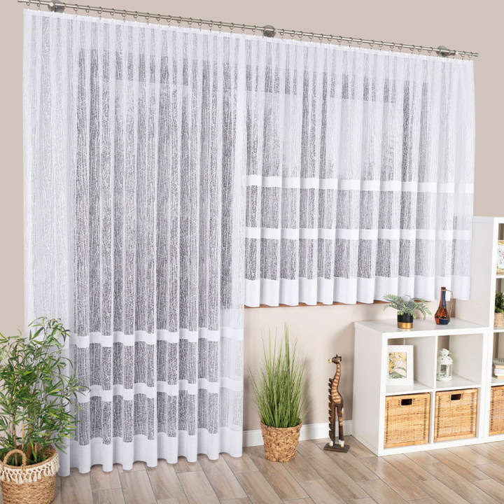 WIKTORIA Firanka żakardowa gotowa na prosto, szerokość 300 x wysokość 250cm, kolor 001 biały