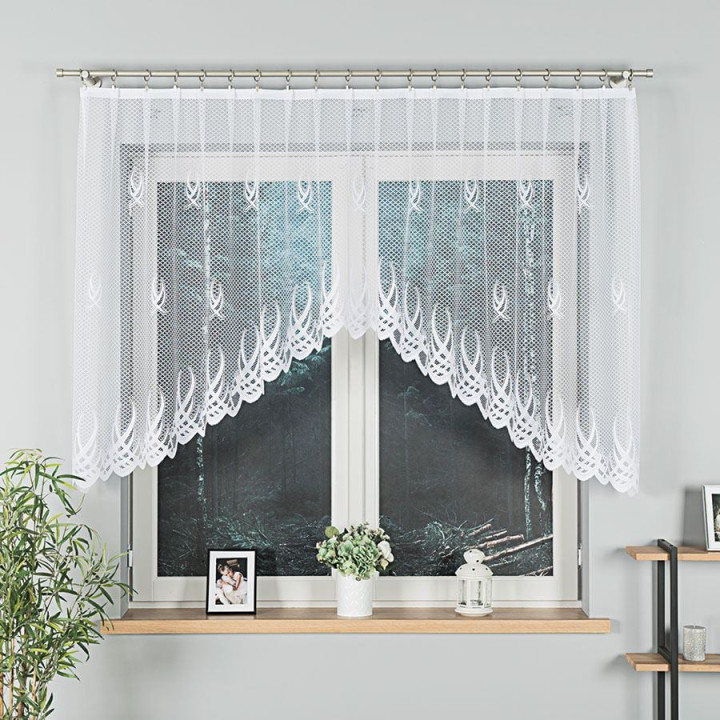GOSIA Firanka żakardowa gotowa, szerokość 250 x wysokość 120cm, kolor 001 biały