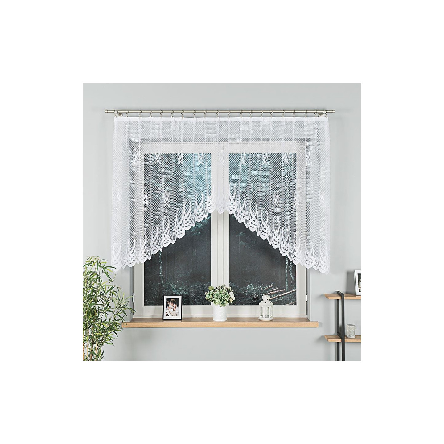 GOSIA Firanka żakardowa gotowa, szerokość 250 x wysokość 120cm, kolor 001 biały