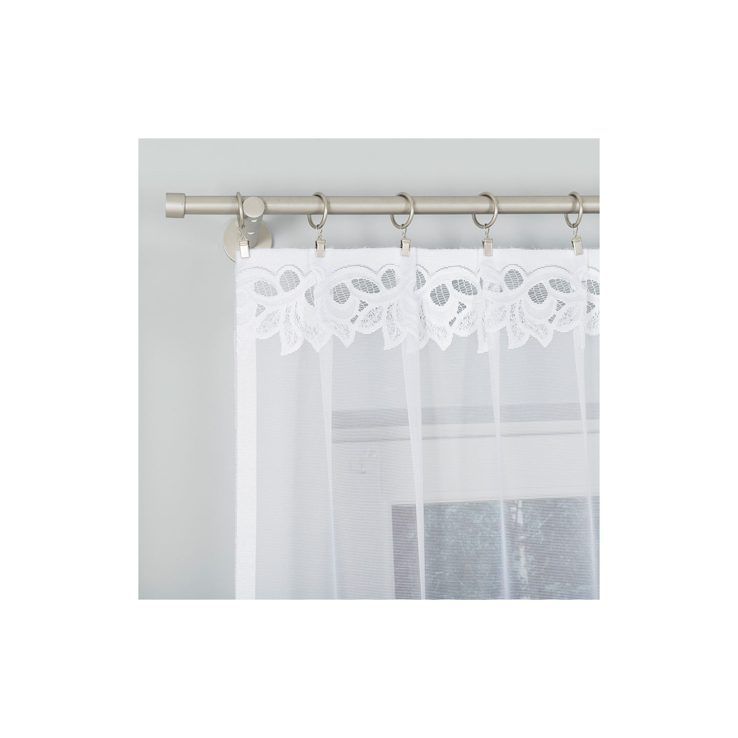 BASTIA Firanka żakardowa gotowa, szerokość 280 x wysokość 130cm, kolor 001 biały