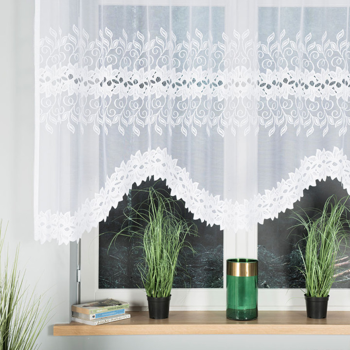 BASTIA Firanka żakardowa gotowa, szerokość 280 x wysokość 130cm, kolor 001 biały