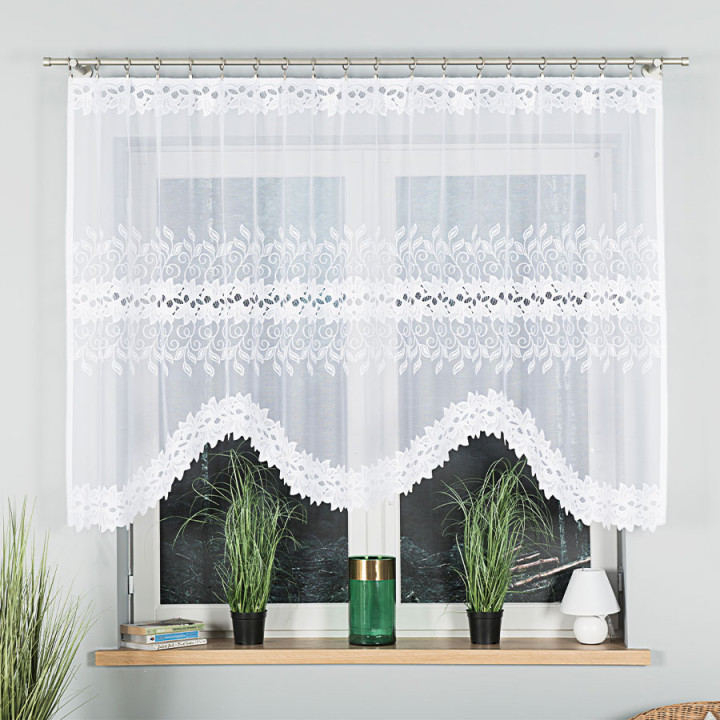 BASTIA Firanka żakardowa gotowa, szerokość 280 x wysokość 130cm, kolor 001 biały