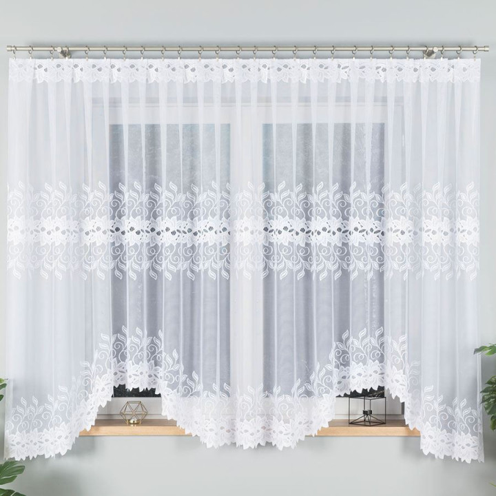Firanka żakardowa gotowa BASTIA biała 450x180