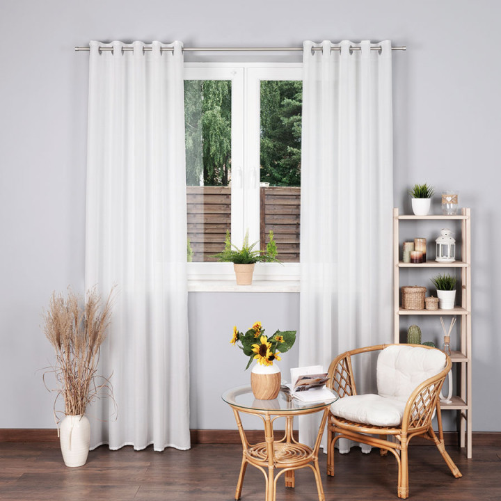BASIC Zasłona gotowa na przelotkach, szerokość 145 x wysokość 250cm, kolor 010 biały