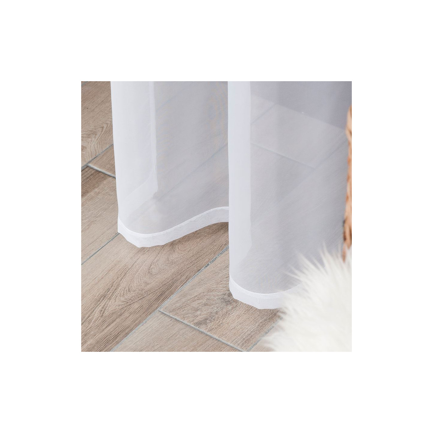 WOAL Firana gotowa na srebrnych przelotkach, szerokość 140 x wysokość 230cm, kolor 001 biały