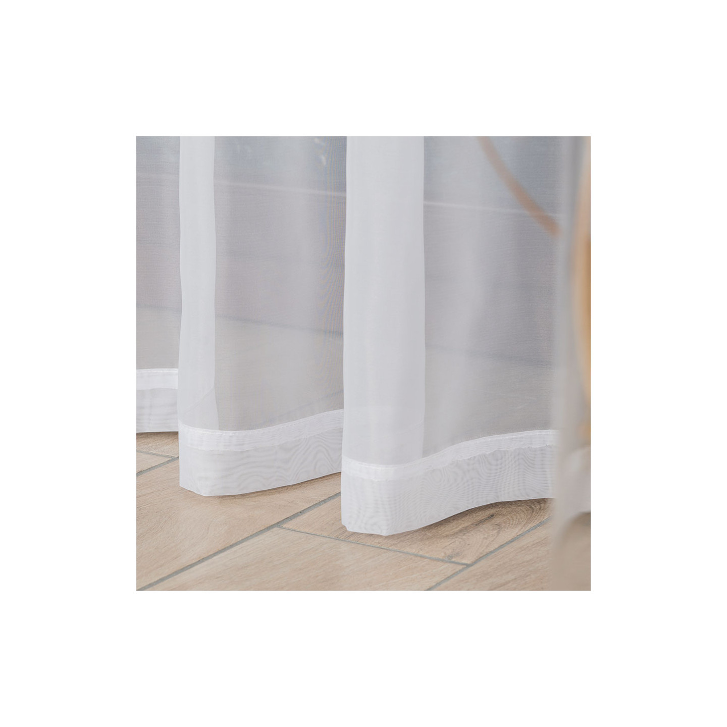 WOAL Firana gotowa na taśmie, szerokość 140 x wysokość 250cm, kolor 001 biały