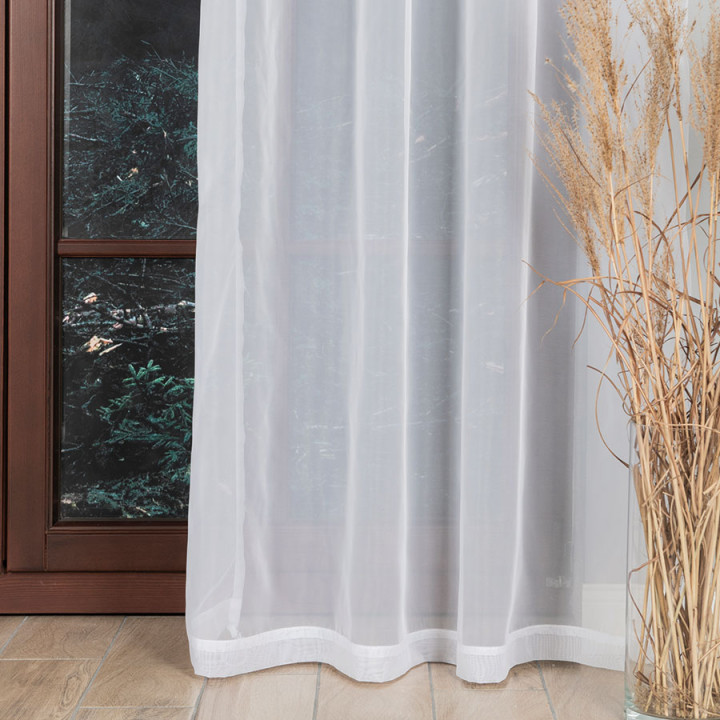 WOAL Firana gotowa na taśmie, szerokość 140 x wysokość 250cm, kolor 001 biały