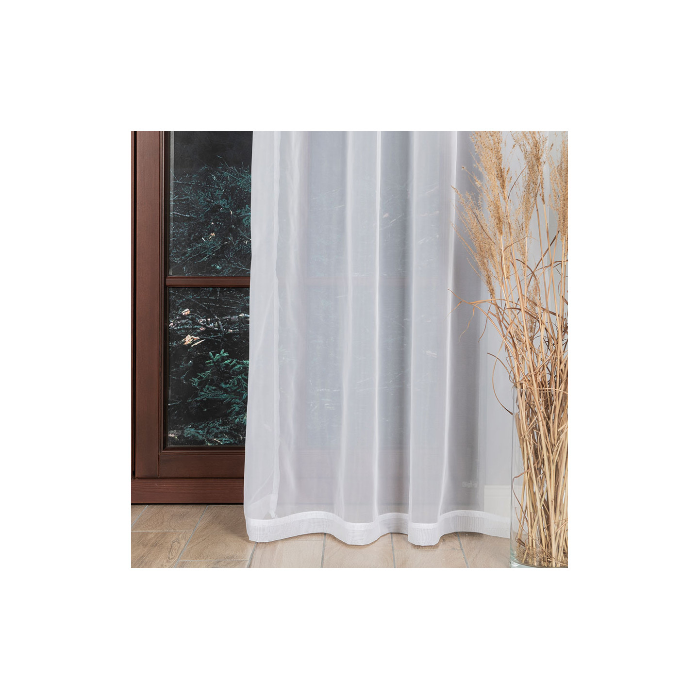 WOAL Firana gotowa na taśmie, szerokość 140 x wysokość 250cm, kolor 001 biały