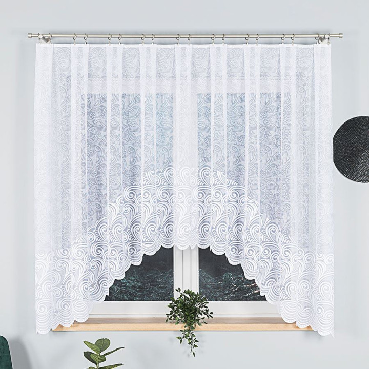 KINGA Firanka żakardowa gotowa, szerokość 330 x wysokość 160cm, kolor 001 biały