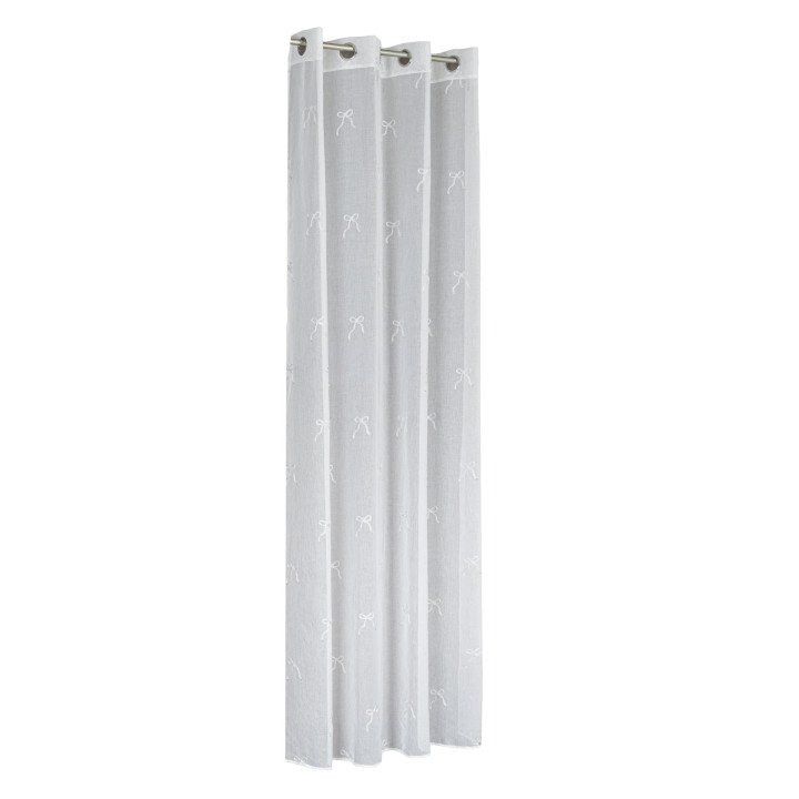 KOKARDKA Firana gotowa na etaminie, haftowana, na srebrnych przelotkach, z ołowianką, szerokość 140 x wysokość 250cm, kolor 001 