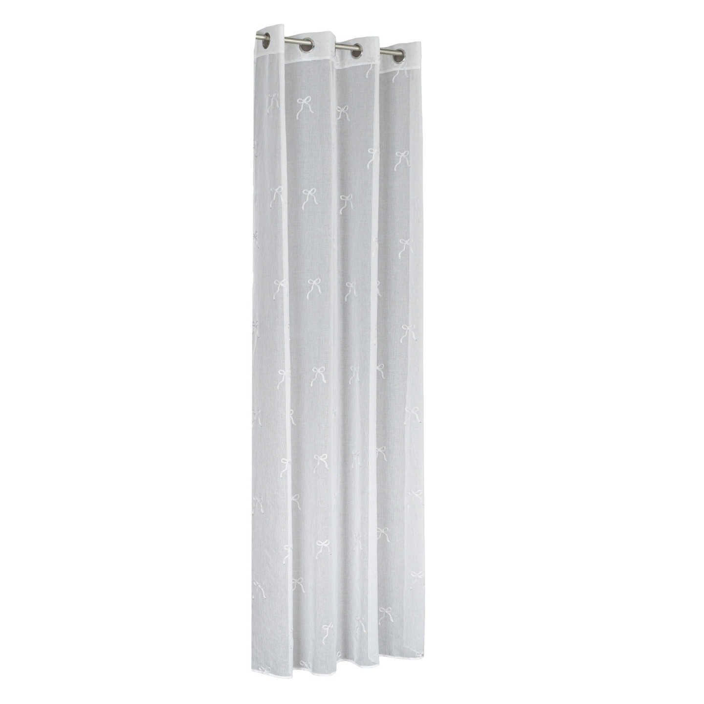 KOKARDKA Firana gotowa na etaminie, haftowana, na srebrnych przelotkach, z ołowianką, szerokość 140 x wysokość 250cm, kolor 001 