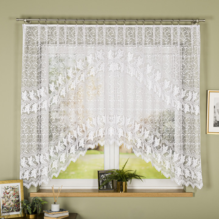 TEOFILA Firanka żakardowa gotowa, szerokość 400 x wysokość 160cm, kolor 001 biały 049348/FBL/001/400160/1