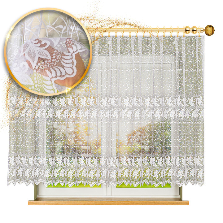 TEOFILA Firanka żakardowa gotowa na prosto, szerokość 400 x wysokość 150cm, kolor 001 biały 049348/FBP/001/400150/1