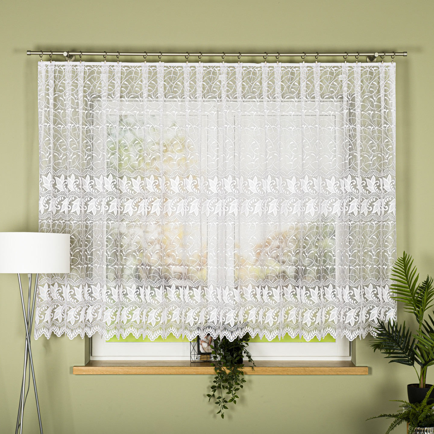 TEOFILA Firanka żakardowa gotowa na prosto, szerokość 400 x wysokość 150cm, kolor 001 biały 049348/FBP/001/400150/1