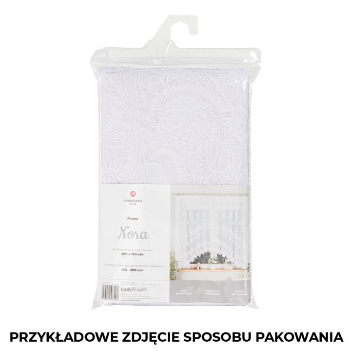 NORA · firanka gotowa żakardowa z podcięciem · 400x90 · biały