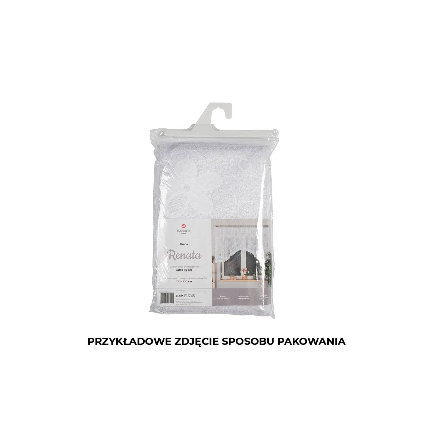 RENATA · firanka gotowa żakardowa z podcięciem · 350x110 · biały