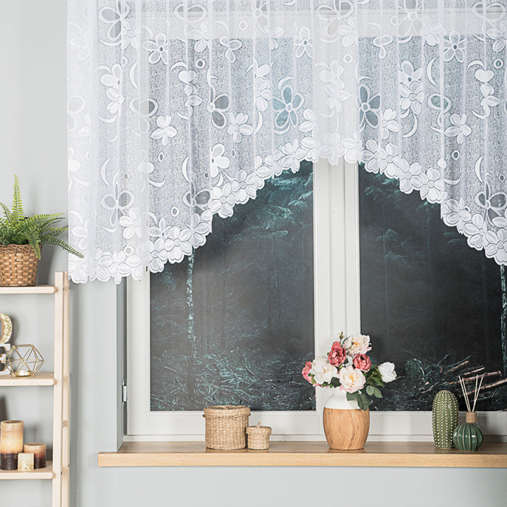 RENATA · firanka gotowa żakardowa z podcięciem · 350x110 · biały