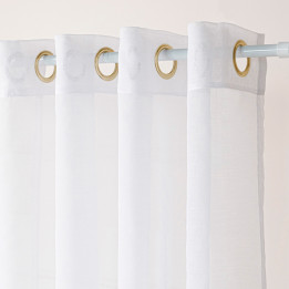 MARIETTA · firanka gotowa na przelotkach · 140x250 · offwhite ze złotym-szampańskim