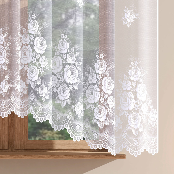 RADOSŁAWA · firanka gotowa żakardowa z podcięciem · 320x155 · biały