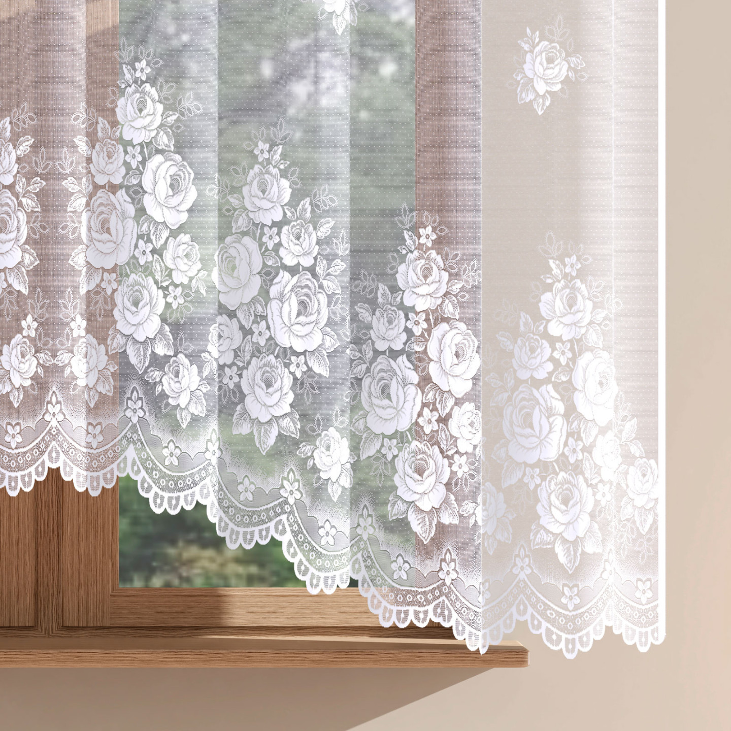 RADOSŁAWA · firanka gotowa żakardowa z podcięciem · 320x155 · biały