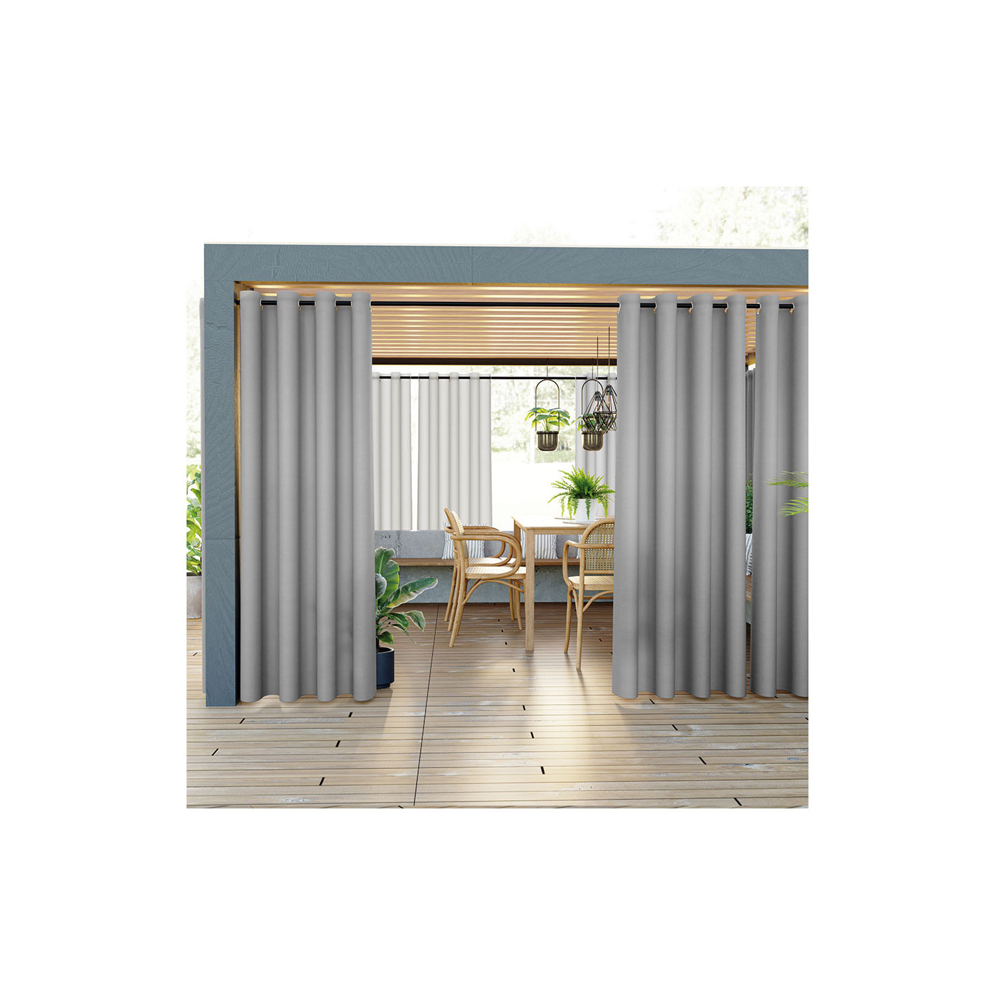 GARDENIA · zasłona gotowa na przelotkach · 140x250 · beżowo szary · wodoodporny