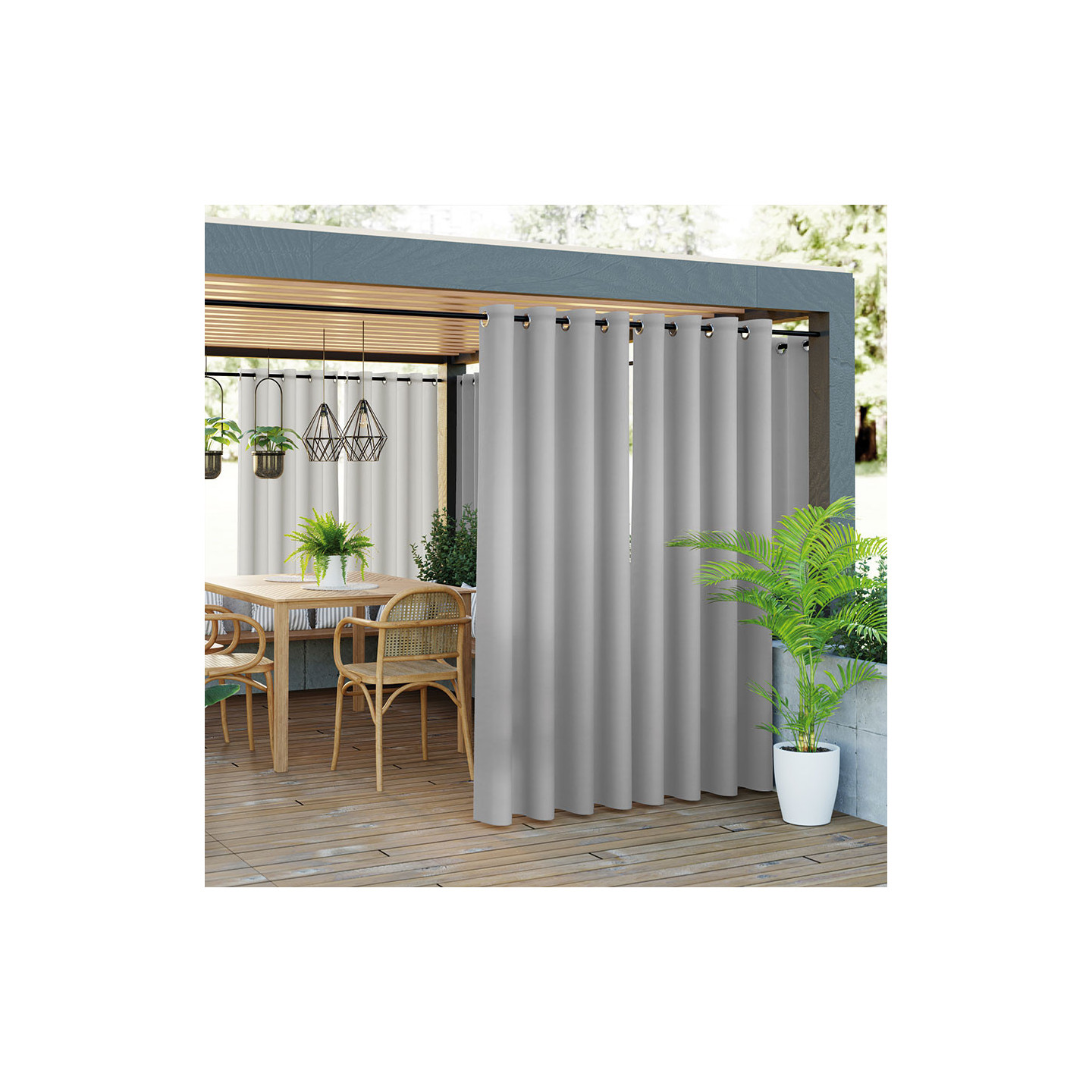 GARDENIA · zasłona gotowa na przelotkach · 140x250 · beżowo szary · wodoodporny