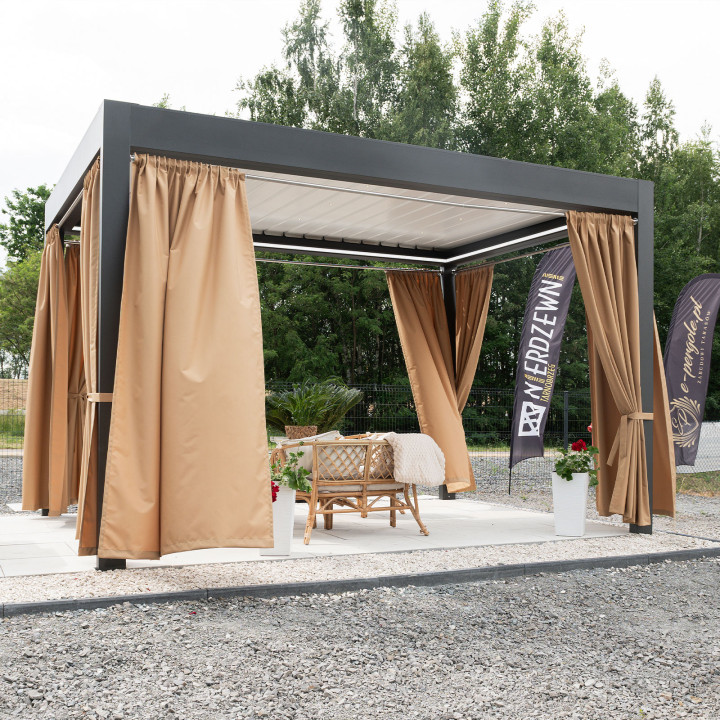 GARDENIA · zasłona gotowa na taśmie · 140x220 · ciepły brązowy · wodoodporny