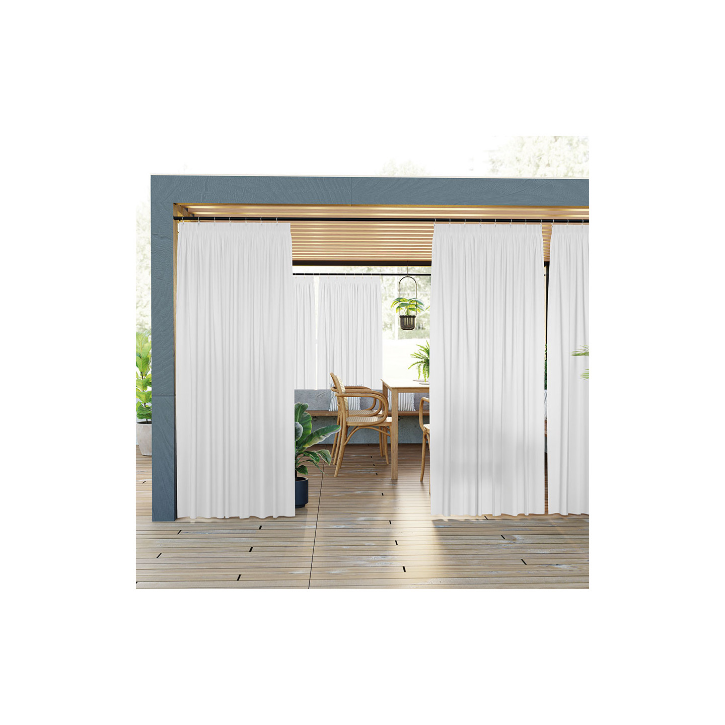 GARDENIA · zasłona gotowa na taśmie · 140x250 · biały · wodoodporny