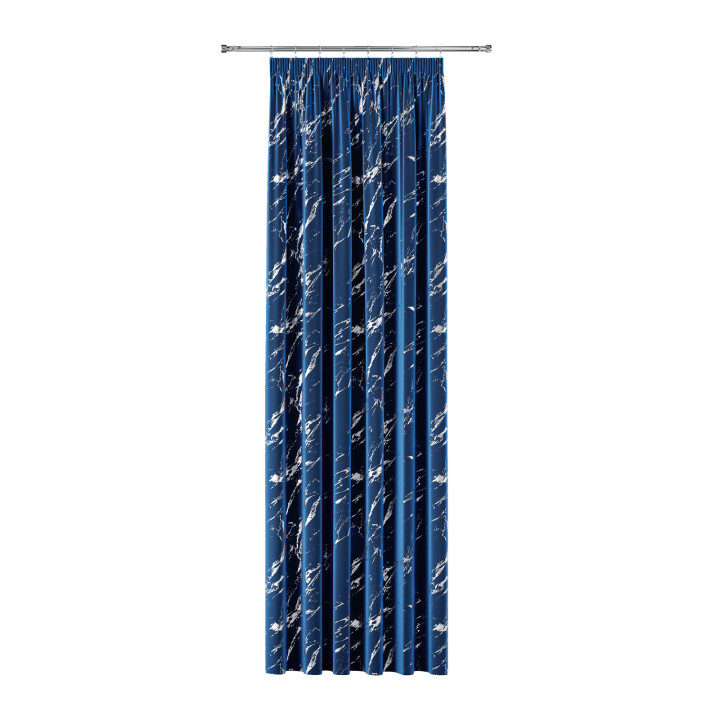 MARMA · zasłona gotowa na taśmie · 140x230 · granatowy ze srebrnym · welwet