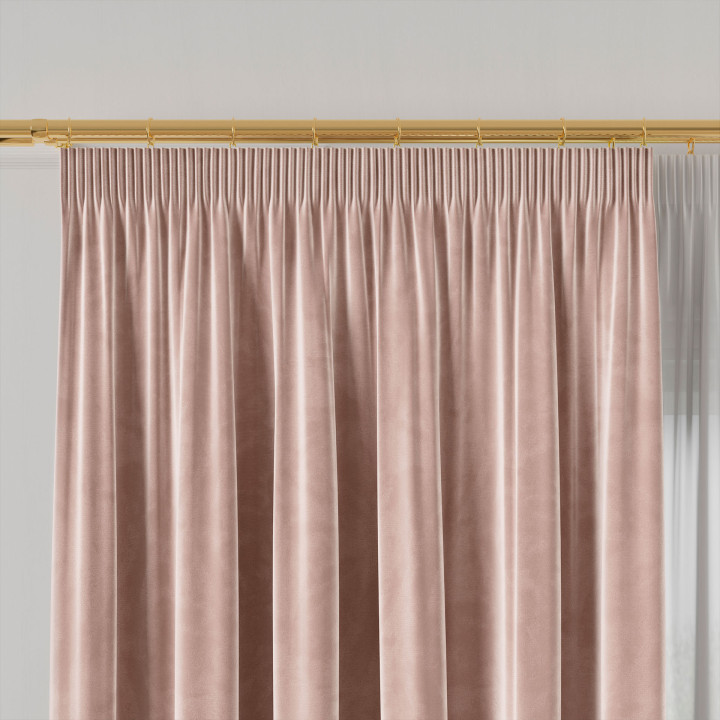 VELVI Zasłona gotowa na taśmie, szerokość 140 x wysokość 230cm, kolor 014 jasny różowy
